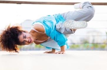 Dancer doing a breakdance move